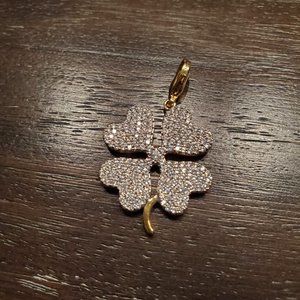 Sparkling Silver and Gold Clover charm for bracelet